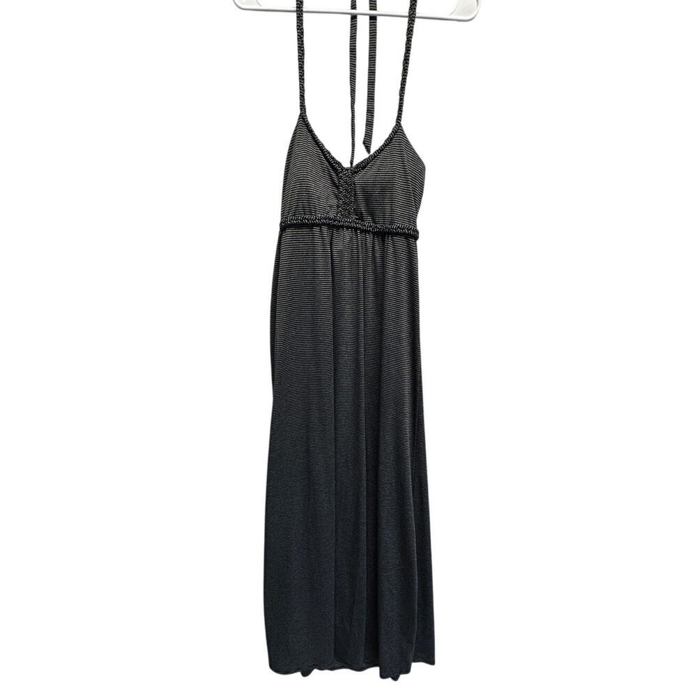 Soybu Women Halter Top Maxi Dres Black Grey Stripes Resort Cruise‎ Beach